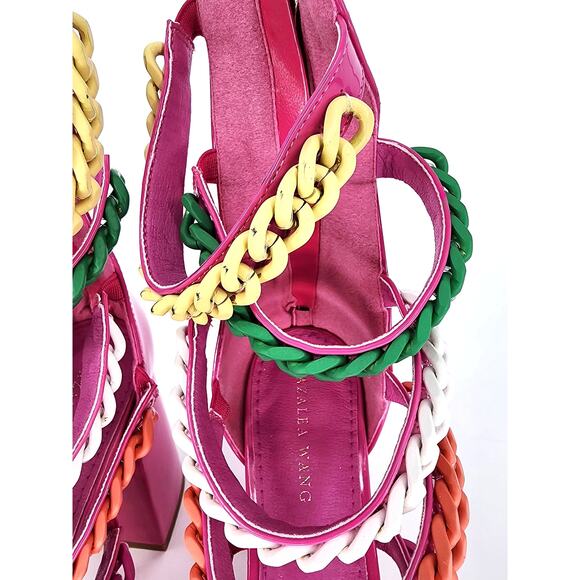 Azalea Wang Pink Corrine Chain Link Platform Sandals Size 7 - Picture 4 of 16